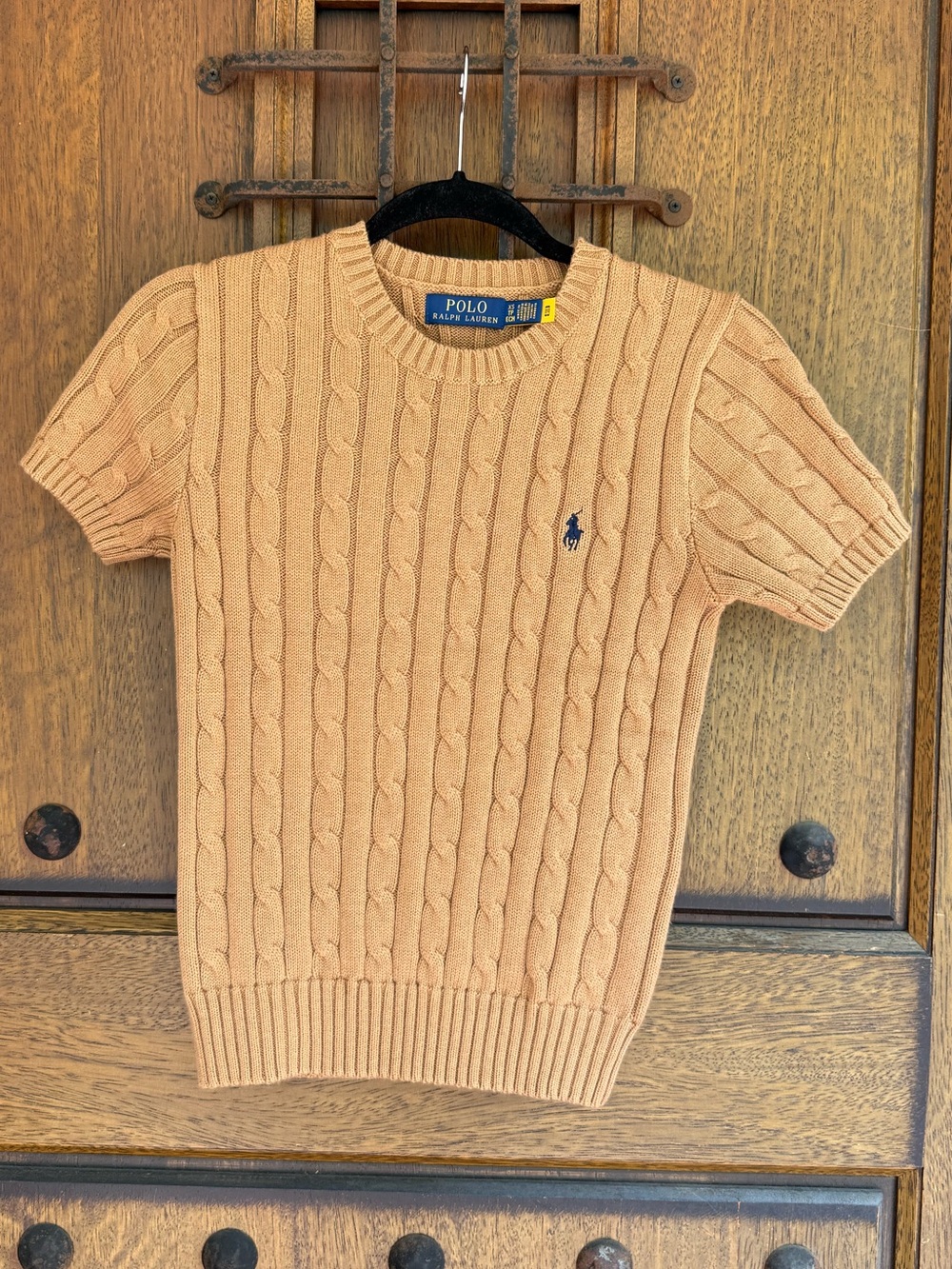 Ralph Lauren Tan Cable-Knit Crewneck Sweater Size XS, S